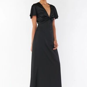 Show Me Your Mumu - Rome Twist Gown ~ Black Luxe Satin